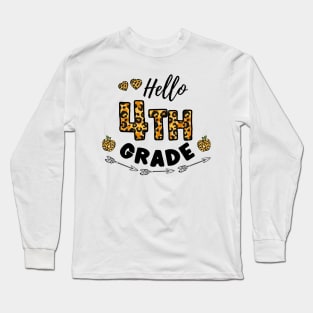 Hello 4th Grade Leopard Back To School Long Sleeve T-Shirt